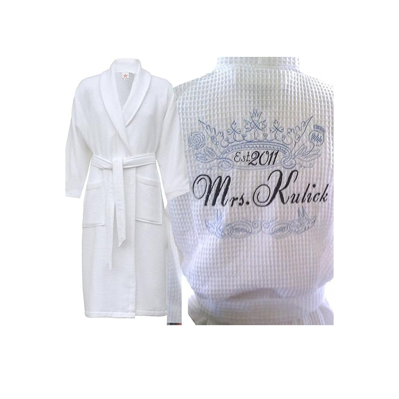 Classic Waffle Weave Cotton Bath Robe – Lightweight Spa Robe for Men & Women